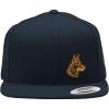 imageSnapback Flat Bill Left Side Panel German Shepherd Head Gold Embroidery AcrylicNavy