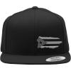 imageSnapback Flat Bill Left Side Panel Puerto Rico Island Map Flag A EmbroideryBlack