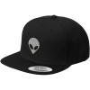 imageSpeedy Pros Silver Alien Face Embroidered Flat Visor Snapback Hat Black