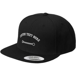 imageCustom Snapback Baseball Cap Mechanic Wrench Embroidery Flat Bill Hard Hat SnapsBlack