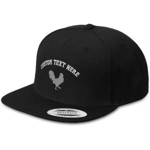 imageCustom Snapback Hats for Men ampamp Women Grey Rooster in A Poultry EmbroideryBlack Personalized Text Here