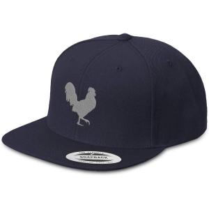 imageCustom Snapback Hats for Men ampamp Women Grey Rooster in A Poultry EmbroideryNavy Design Only