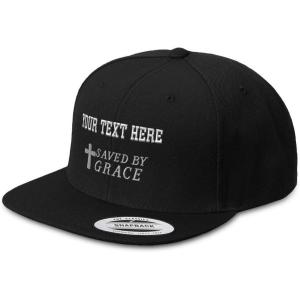 imageCustom Snapback Hats for Men ampamp Women Saved by Grace Jesus Christian EmbroideryBlack Personalized Text Here