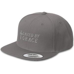 imageCustom Snapback Hats for Men ampamp Women Saved by Grace Jesus Christian EmbroideryDark Grey Design Only