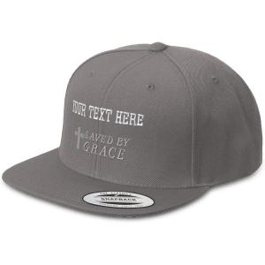 imageCustom Snapback Hats for Men ampamp Women Saved by Grace Jesus Christian EmbroideryDark Grey Personalized Text Here