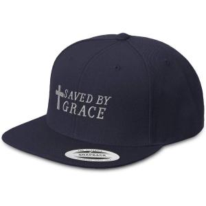 imageCustom Snapback Hats for Men ampamp Women Saved by Grace Jesus Christian EmbroideryNavy Design Only
