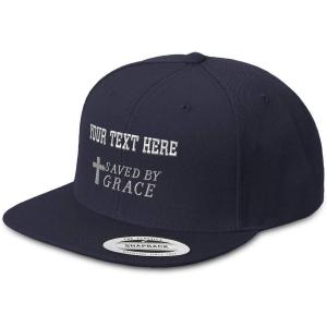 imageCustom Snapback Hats for Men ampamp Women Saved by Grace Jesus Christian EmbroideryNavy Personalized Text Here