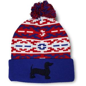 imagePom Pom Beanies for Women Dachshund Dog Black Silhouette Embroidery Skull Cap Winter Hats for Men 1 SizeAmerican Pixel Design Only