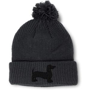 imagePom Pom Beanies for Women Dachshund Dog Black Silhouette Embroidery Skull Cap Winter Hats for Men 1 SizeBlack Design Only