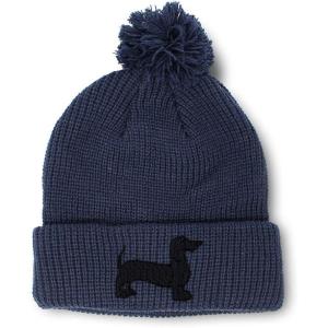 imagePom Pom Beanies for Women Dachshund Dog Black Silhouette Embroidery Skull Cap Winter Hats for Men 1 SizeNavy Design Only