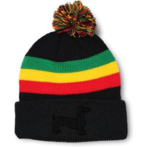 imagePom Pom Beanies for Women Dachshund Dog Black Silhouette Embroidery Skull Cap Winter Hats for Men 1 SizeRasta Design Only