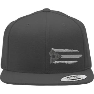 imageSnapback Flat Bill Left Side Panel Puerto Rico Island Map Flag A EmbroideryDark Grey