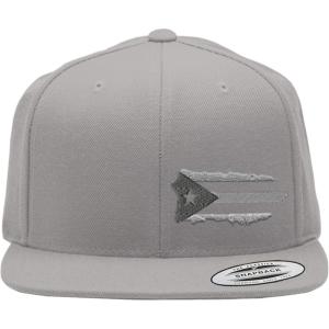 imageSnapback Flat Bill Left Side Panel Puerto Rico Island Map Flag A EmbroiderySilver