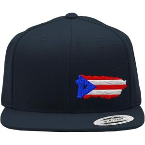 imageSnapback Flat Bill Left Side Panel Puerto Rico Map Flag Embroidery AcrylicNavy