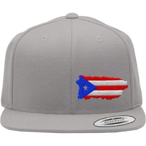 imageSnapback Flat Bill Left Side Panel Puerto Rico Map Flag Embroidery AcrylicSilver