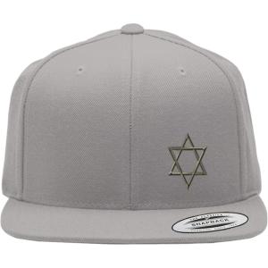 imageSpeedy Pros Snapback Flat Bill Left Side Panel Star of David Gray Jewish Embroidery AcrylicSilver