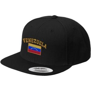 imageSpeedy Pros Venezuela Flag Embroidered Flat Visor Snapback Hat Black
