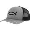 imageJesus Fish 2 Colors Embroidery Richardson Structured Front Mesh Back Cap Heather GrayBlack