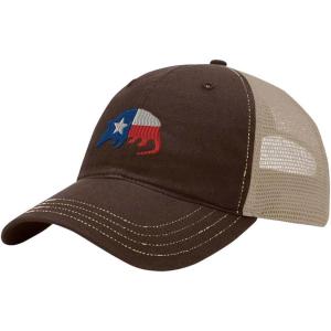 imageArmadillo Texas Flag Embroidery Design Richardson Cotton Front and Mesh Back Cap BrownKhaki