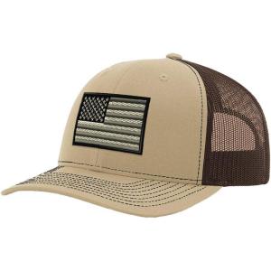 imageCustom Baseball Cap Black White American Us Flag Embroidery Polyester MeshKhaki Coffee Design Only