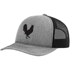imageCustom Baseball Cap Rooster Shadow Cock Silhouette Embroidery Polyester MeshHeather Grey Black Design Only