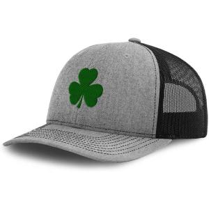 imageCustom Richardson Trucker Hat Shamrock Irish Embroidery Polyester Baseball CapHeather Grey Black Design Only