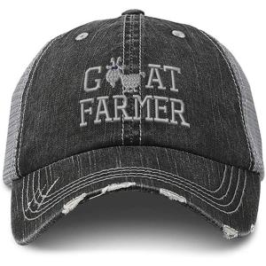 imageDistressed Trucker Hat Goat Farmer B Embroidery for Men ampamp Women Black Gray