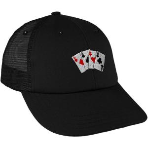 imagePoker Cards Game Embroidery Low Crown Mesh Golf Snapback Hat Cap  Black