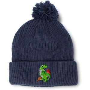 imagePom Pom Beanies for Women TRex Dinosaur Embroidery Skull Cap Children Winter Hats for Men Acrylic 1 SizeNavy Design Only