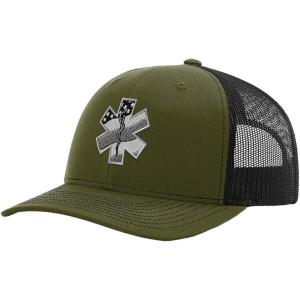 imageRichardson Structured Mesh Trucker Hat Paramedic A Embroidery Hat Snaps One SizeLodenBlack