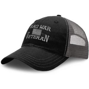 imageRichardson Trucker Mesh Hat American Veteran Iraq War B Embroidery SnapbackBlack Charcoal
