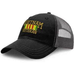 imageRichardson Trucker Mesh Hat Vietnam Veteran A Embroidery Cotton Dad Hats for Men ampamp Women Snapback Black Charcoal