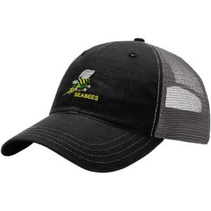 imageSeabees Embroidery Design Richardson Cotton Front and Mesh Back Cap BlackCharcoal