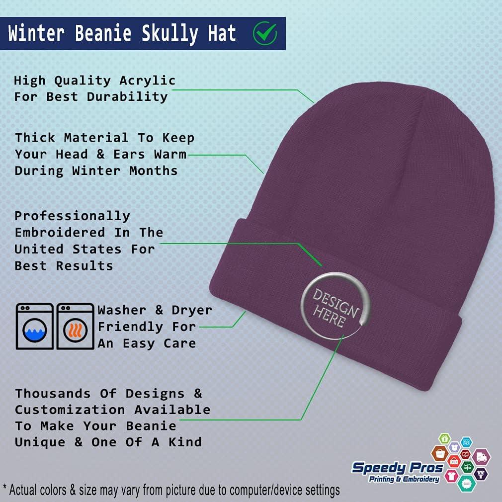 imageSpeedy Pros Beanies for Men Barber Logo Embroidery Hairdresser Winter Hats for Women Acrylic Skull Cap 1 SizePurple Personalized Text Here