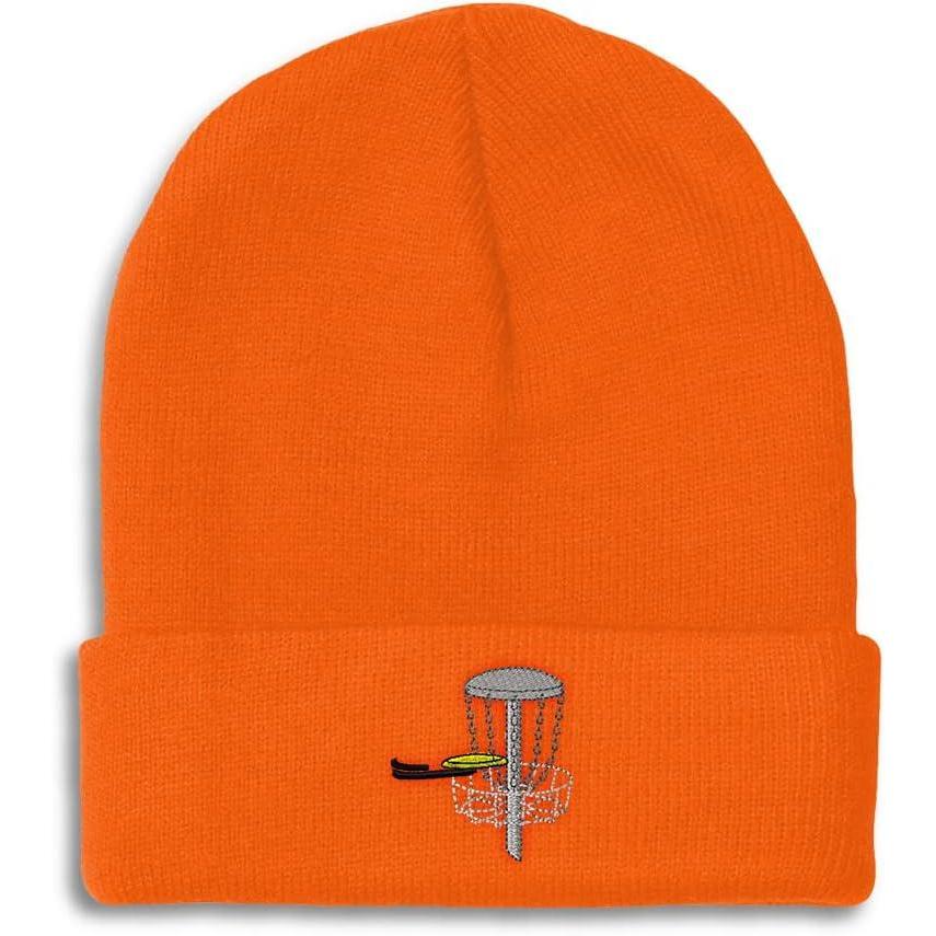 imageCustom Beanies for Men Disc Golf A Embroidery Disc Golf Winter Hats for Women Acrylic Skull Cap 1 SizeOrange Design Only