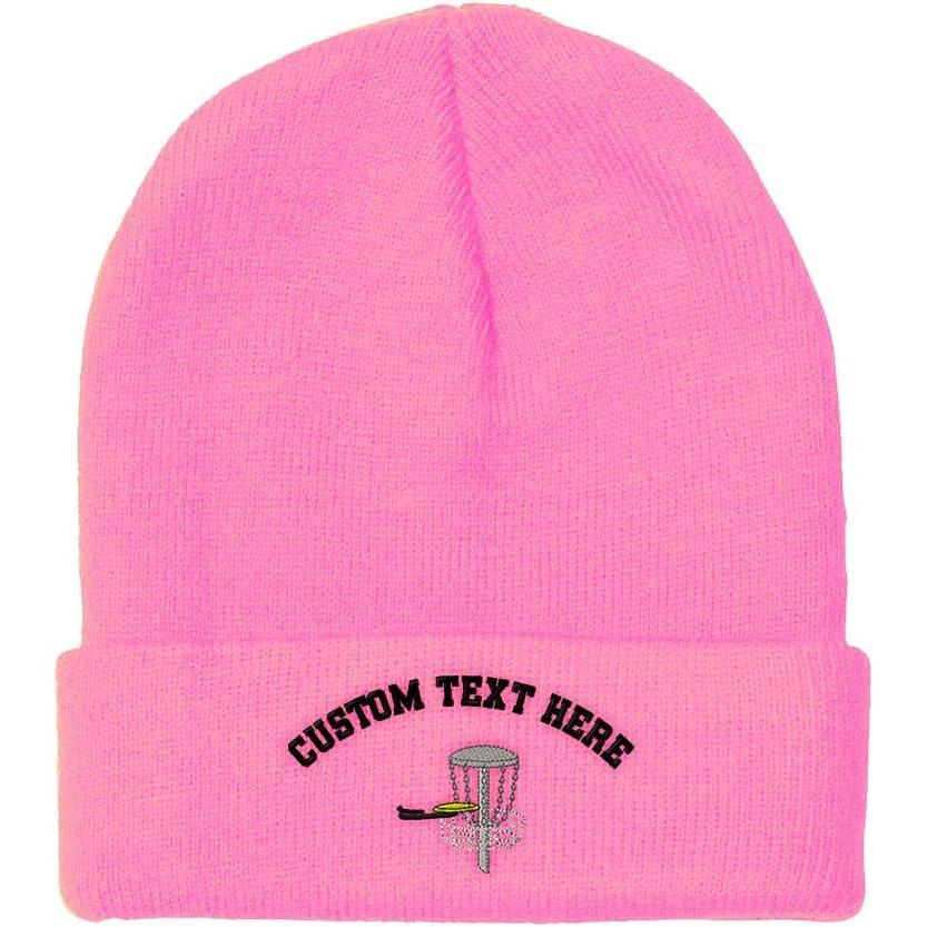 imageCustom Beanies for Men Disc Golf A Embroidery Disc Golf Winter Hats for Women Acrylic Skull Cap 1 SizeSoft Pink Personalized Text Here