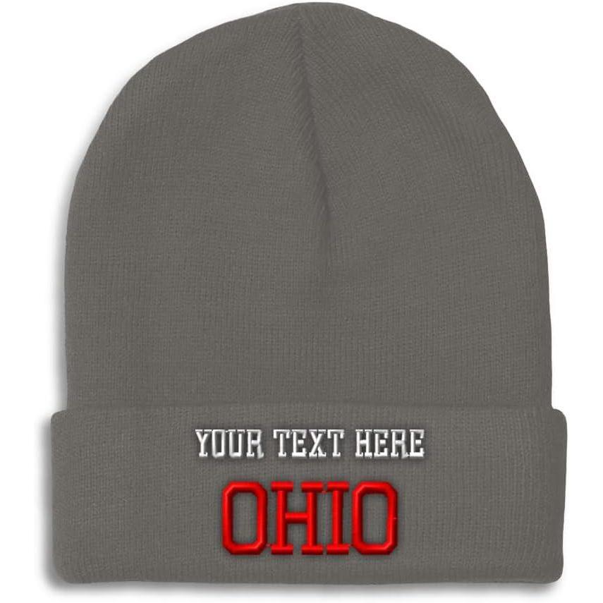 imageCustom Beanies for Men Ohio State USA America B Embroidery Winter Hats for Women Acrylic Skull Cap 1 SizeDark Grey Personalized Text Here