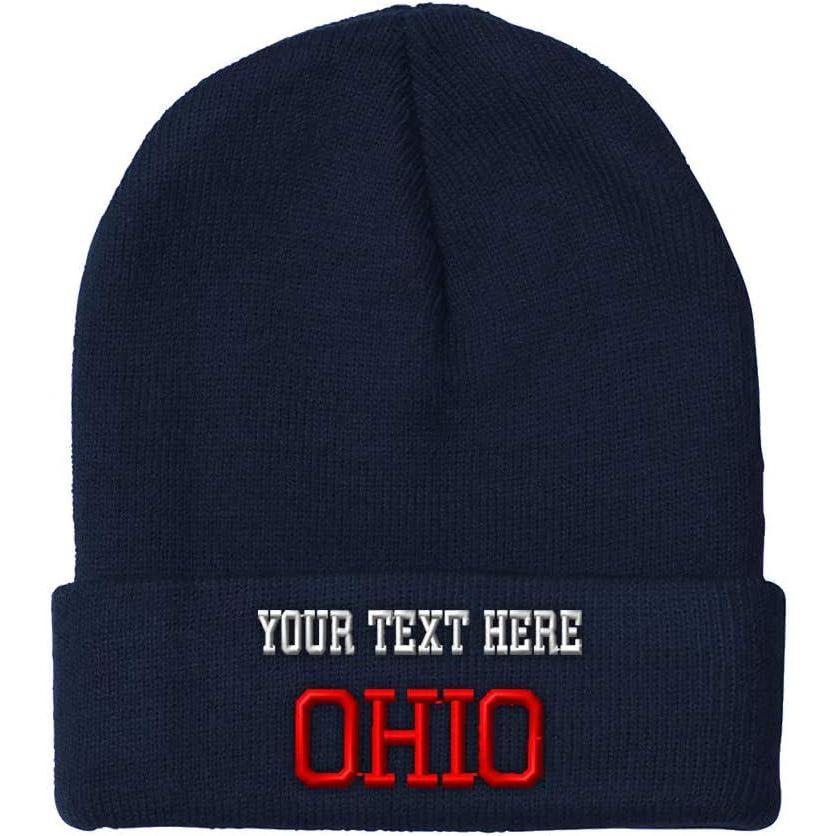 imageCustom Beanies for Men Ohio State USA America B Embroidery Winter Hats for Women Acrylic Skull Cap 1 SizeNavy Personalized Text Here