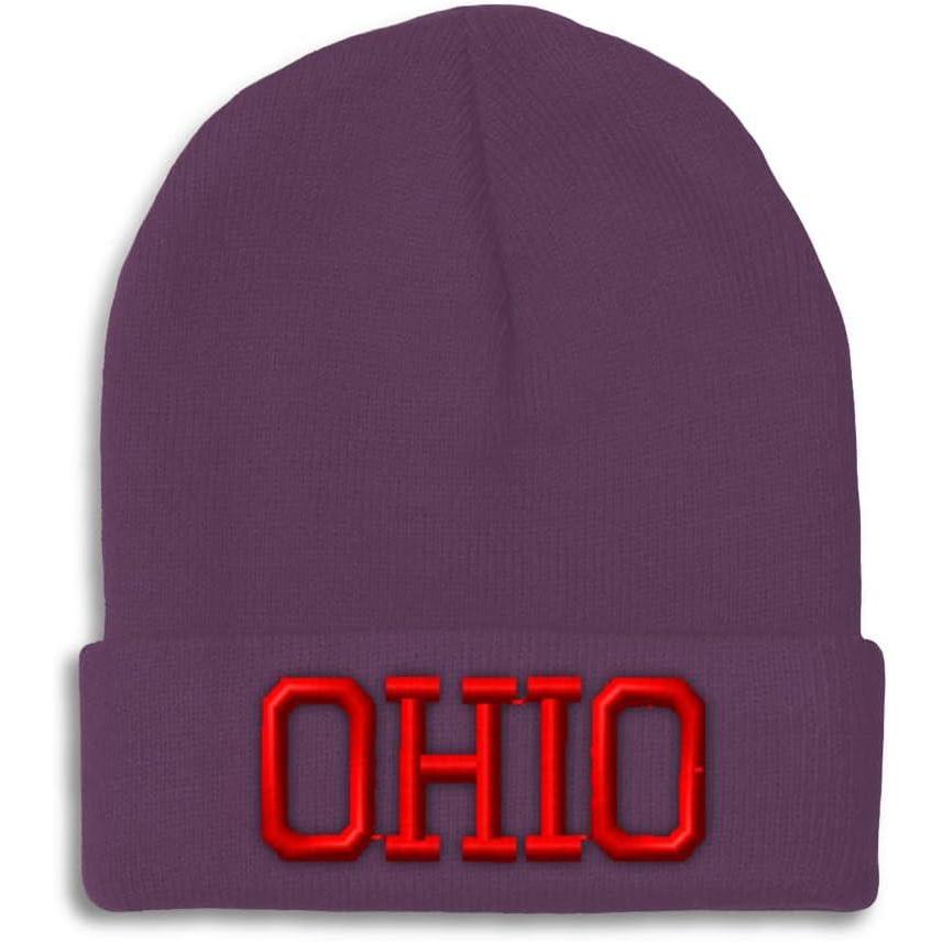 imageCustom Beanies for Men Ohio State USA America B Embroidery Winter Hats for Women Acrylic Skull Cap 1 SizePurple Design Only