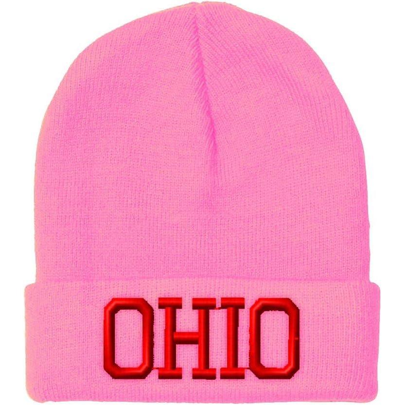 imageCustom Beanies for Men Ohio State USA America B Embroidery Winter Hats for Women Acrylic Skull Cap 1 SizeSoft Pink Design Only