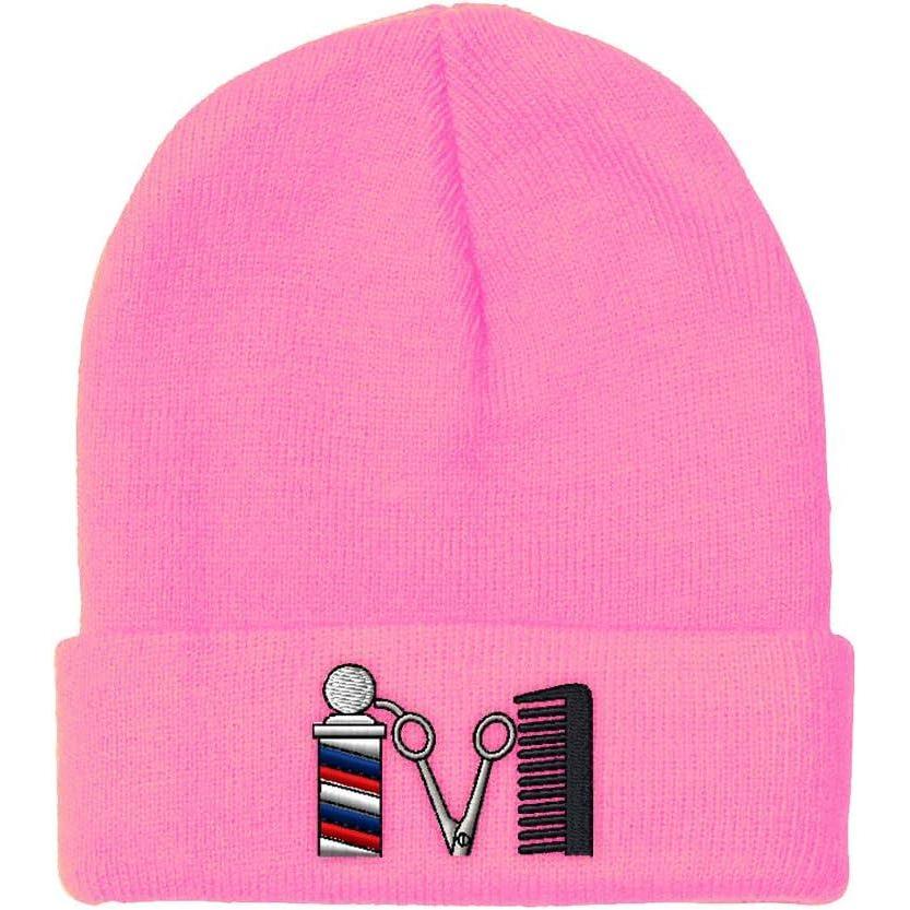 imageSpeedy Pros Beanies for Men Barber Logo Embroidery Hairdresser Winter Hats for Women Acrylic Skull Cap 1 SizeSoft Pink Design Only