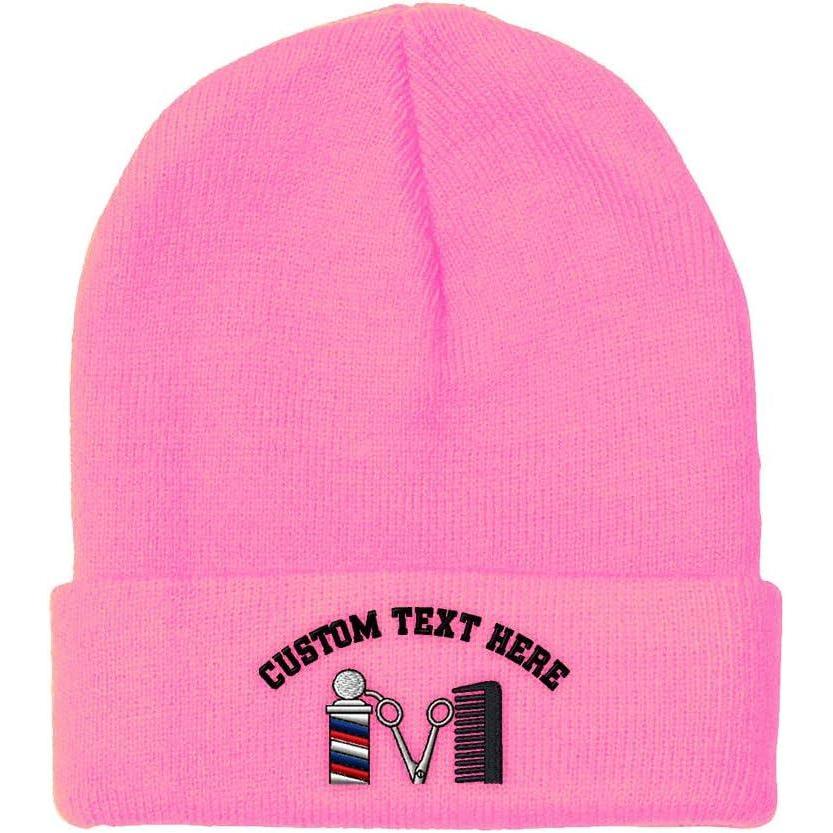 imageSpeedy Pros Beanies for Men Barber Logo Embroidery Hairdresser Winter Hats for Women Acrylic Skull Cap 1 SizeSoft Pink Personalized Text Here