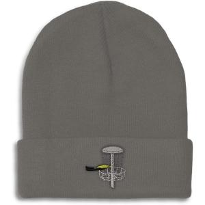 imageCustom Beanies for Men Disc Golf A Embroidery Disc Golf Winter Hats for Women Acrylic Skull Cap 1 SizeDark Grey Design Only