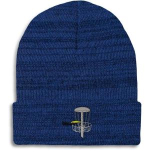 imageCustom Beanies for Men Disc Golf A Embroidery Disc Golf Winter Hats for Women Acrylic Skull Cap 1 SizeHeather Royal Blue Design Only