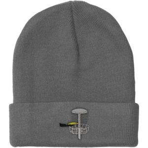 imageCustom Beanies for Men Disc Golf A Embroidery Disc Golf Winter Hats for Women Acrylic Skull Cap 1 SizeLight Grey Design Only