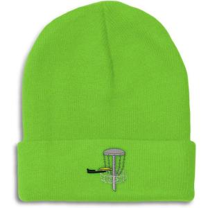 imageCustom Beanies for Men Disc Golf A Embroidery Disc Golf Winter Hats for Women Acrylic Skull Cap 1 SizeLime Design Only