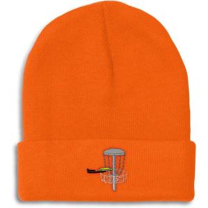 imageCustom Beanies for Men Disc Golf A Embroidery Disc Golf Winter Hats for Women Acrylic Skull Cap 1 SizeOrange Design Only