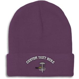 imageCustom Beanies for Men Disc Golf A Embroidery Disc Golf Winter Hats for Women Acrylic Skull Cap 1 SizePurple Personalized Text Here