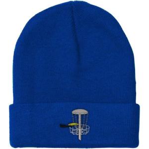 imageCustom Beanies for Men Disc Golf A Embroidery Disc Golf Winter Hats for Women Acrylic Skull Cap 1 SizeRoyal Blue Design Only
