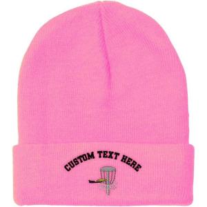 imageCustom Beanies for Men Disc Golf A Embroidery Disc Golf Winter Hats for Women Acrylic Skull Cap 1 SizeSoft Pink Personalized Text Here